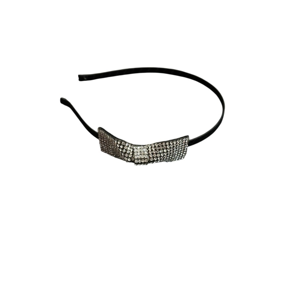 Girls Silver Rhinestone Bow Headband Hair Accessory Sparkly Black Band One Size‎